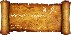 Máté Jeromos névjegykártya